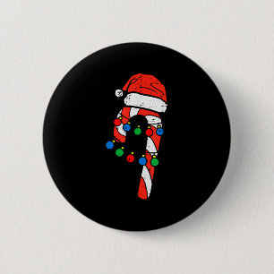 Chapa Redonda De 5 Cm Sombrero de Santa de Caramelo Navidad Luces Xmas H