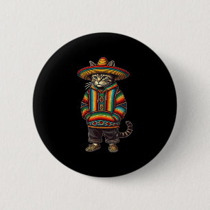 Chapa Redonda De 5 Cm Sombrero gato mexicano honesto Baja Cinco De Mayo