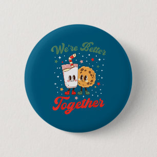 Chapa Redonda De 5 Cm Somos Mejores Juntos Retro Pareja de Navidad
