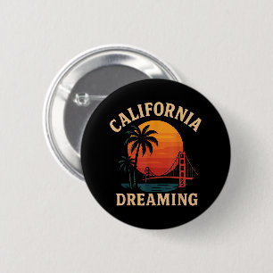 Chapa Redonda De 5 Cm Soñando con California Puente Golden Gate Atardece