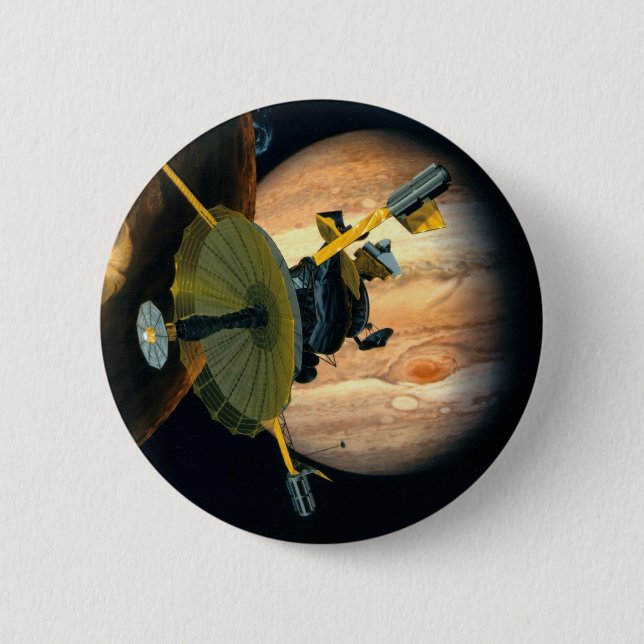 Chapa Redonda De 5 Cm Sonda Júpiter y Lo Galileo (Anverso)
