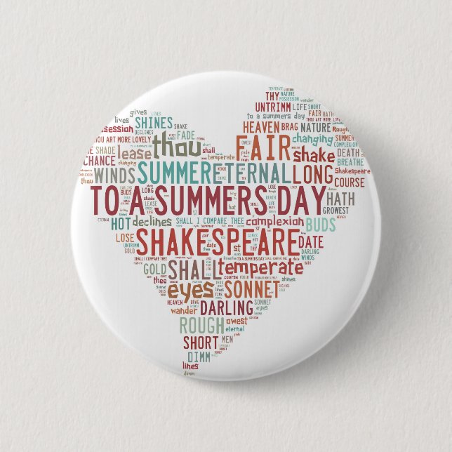 Chapa Redonda De 5 Cm Soneto 18 de Shakespeare (Anverso)