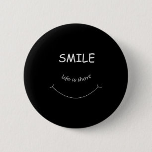 Chapa Redonda De 5 Cm Sonreír Mensaje Positivo Diciendo, Sonriente Chica