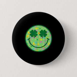 Chapa Redonda De 5 Cm Sonriente trébol groovy cara día de San Patricio h