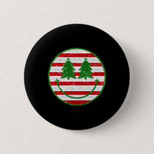 Chapa Redonda De 5 Cm Sonrisa de árbol de navidad retro frente a Navidad