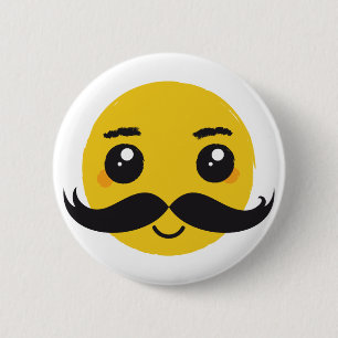 Chapa Redonda De 5 Cm Sonrisa del bigote de Kawaii