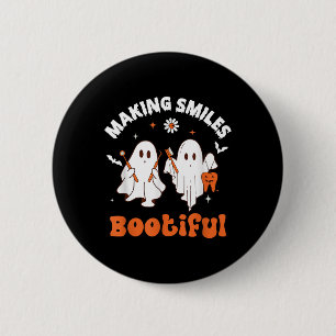 Chapa Redonda De 5 Cm Sonrisas Bootious Funny Ghost Dentist Halloween De