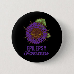 Chapa Redonda De 5 Cm Soporte de Epilepsia de Cinta de Girasol Púrpura