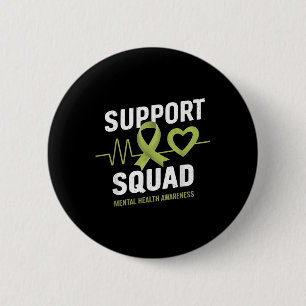 Chapa Redonda De 5 Cm Soporte Squad Mental Health Awareness Lime Green R