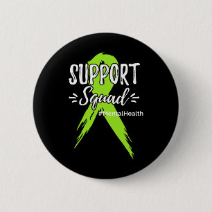 Chapa Redonda De 5 Cm Soporte Squad Mental Health Awareness Lime Green R