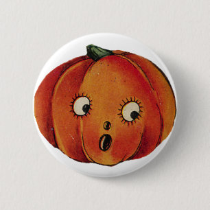 Chapa Redonda De 5 Cm Sorprendida Calabaza de Halloween