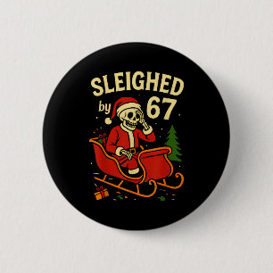 Chapa Redonda De 5 Cm Sorprendido Por 67 Funny Skeleton Santa 6 7 Tenden