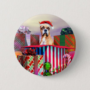 Chapa Redonda De 5 Cm Sorpresa de los Navidades de Boxer