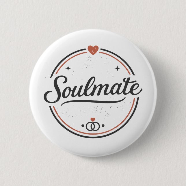 Chapa Redonda De 5 Cm Soulmate Retro Love Minimal(Light) Couple Matching (Anverso)
