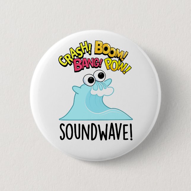 Chapa Redonda De 5 Cm Sound Wave Funny Ocean Pun (Anverso)