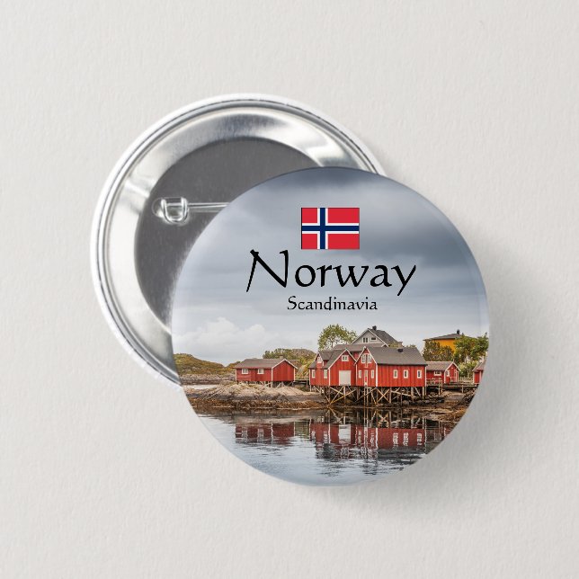 Chapa Redonda De 5 Cm Souvenir de Noruega (Anverso y reverso)