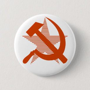 Chapa Redonda De 5 Cm Soviet Red Hammer & Sickle
