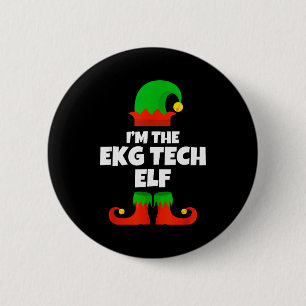 Chapa Redonda De 5 Cm Soy Ekg Tech Elf Familia Pijama Navidad Electroca