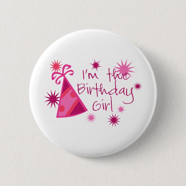 Chapa Redonda De 5 Cm Soy el Chica de Cumpleaños (Anverso)