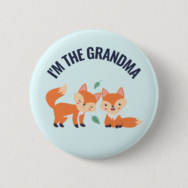 Chapa Redonda De 5 Cm Soy el Ilustracion de la Abuela Naranja Tía Foxes (Anverso)