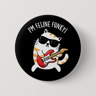 Chapa Redonda De 5 Cm Soy Feline Funky Funny Cat Pun Dark BG