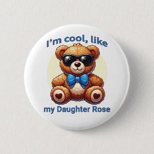 Chapa Redonda De 5 Cm Soy Guay Teddy Bear con Personalizable Blue Bow