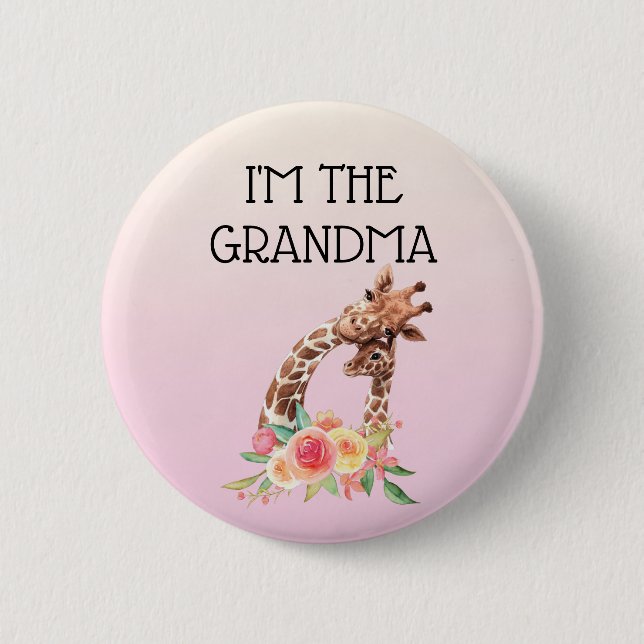 Chapa Redonda De 5 Cm Soy la Abuela Cute Mom y Baby Giraffes (Anverso)