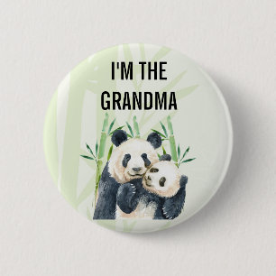 Chapa Redonda De 5 Cm Soy la abuela Cute Watercolor Panda Bears