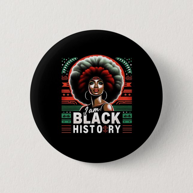 Chapa Redonda De 5 Cm Soy Mes de la Historia Negra Afroamericano Junetee (Anverso)