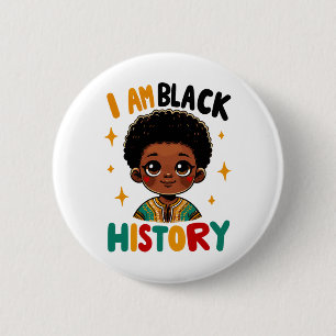 Chapa Redonda De 5 Cm Soy Mes de la Historia Negra Afroamericano Para Ni