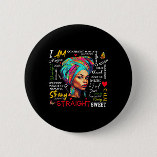 Chapa Redonda De 5 Cm Soy Mujeres Mes de la Historia Negra Chica Afro Ne