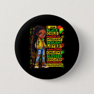 Chapa Redonda De 5 Cm Soy negro mes de la historia infantil afroamerican