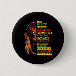 Chapa Redonda De 5 Cm Soy negro Mes de la historia infantil afroamerican