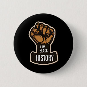 Chapa Redonda De 5 Cm Soy negro mes de la historia Orgullo africano Puño