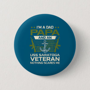 Chapa Redonda De 5 Cm Soy papá papá USS Saratoga CV-60 veterano bandera