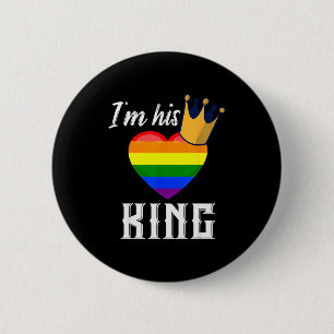 Chapa Redonda De 5 Cm Soy su rey - Corazón de arcoíris LGBTQ Novio gay