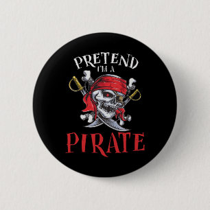 Chapa Redonda De 5 Cm Soy un disfraz de Halloween con cráneo pirata