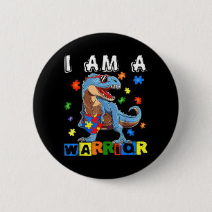 Chapa Redonda De 5 Cm Soy Un Guerrero Autismo Conciencia Dinosaurio Hear