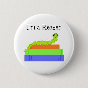 Chapa Redonda De 5 Cm Soy un lector, Bookworm