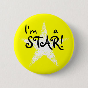 Chapa Redonda De 5 Cm ¡Soy una ESTRELLA!   Amarillo