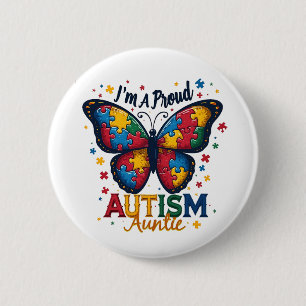Chapa Redonda De 5 Cm Soy una orgullosa tía de autismo Conciencia del Au