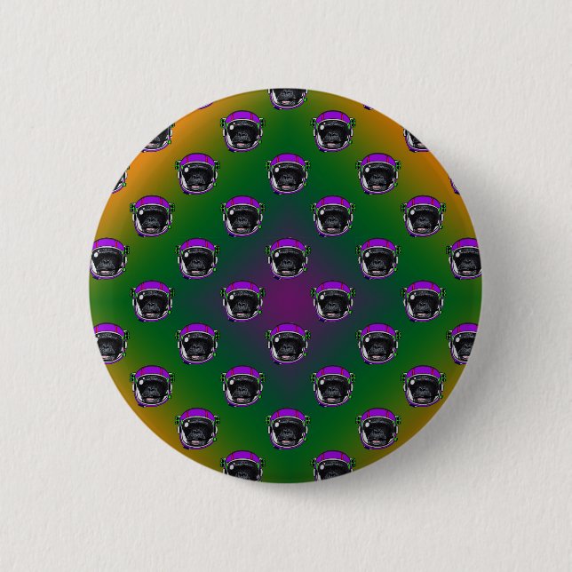 Chapa Redonda De 5 Cm Space Chimp (Anverso)