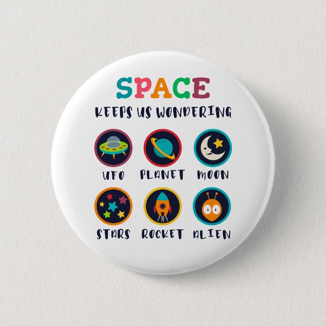 Chapa Redonda De 5 Cm Space keeps us wondering (Anverso)