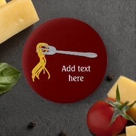 Chapa Redonda De 5 Cm Spaghetti Pasta gráfico en el tenedor - texto pers
