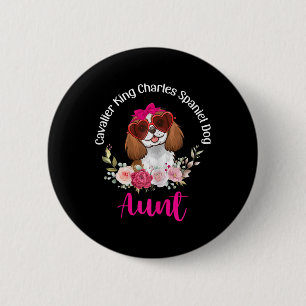 Chapa Redonda De 5 Cm Spaniel Cavalier King Charles Perro Tía Floral Val