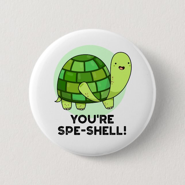 Chapa Redonda De 5 Cm Spe-shell Funny Tortoise Pun (Anverso)