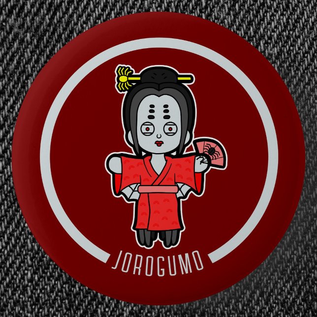Chapa Redonda De 5 Cm Spider Lady Jorogumo | Yokai japonés (Spider Lady Jorogumo Yokai Can Badge- Detail View)