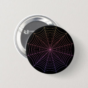 Chapa Redonda De 5 Cm Spider web black purple orange Halloween pattern