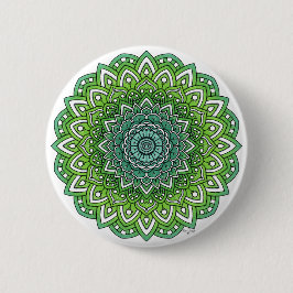 Chapa Redonda De 5 Cm Spiky Green Flower Mandala