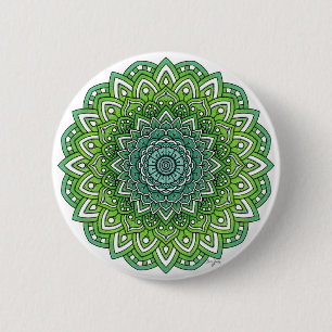 Chapa Redonda De 5 Cm Spiky Green Flower Mandala